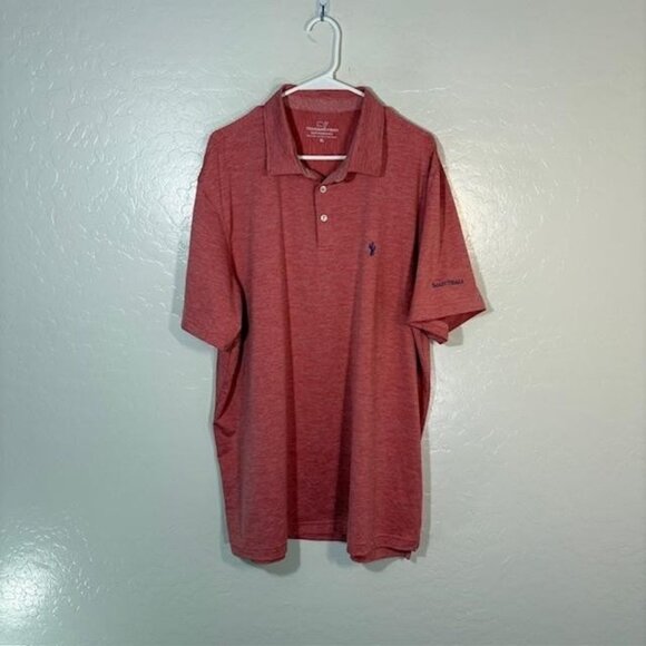 Vineyard Vines Polo Shirt Mens XL Red Micro Stripe Performance Scottsdale Cactus - Picture 1 of 7